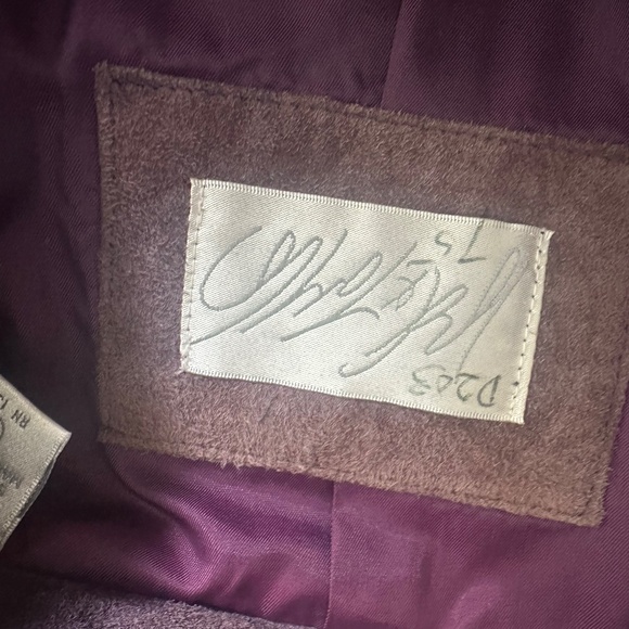 Vtg Lord & Taylor Dusty Purple Pig Suede Leather Oversized Open Blazer Jacket - Picture 10 of 10